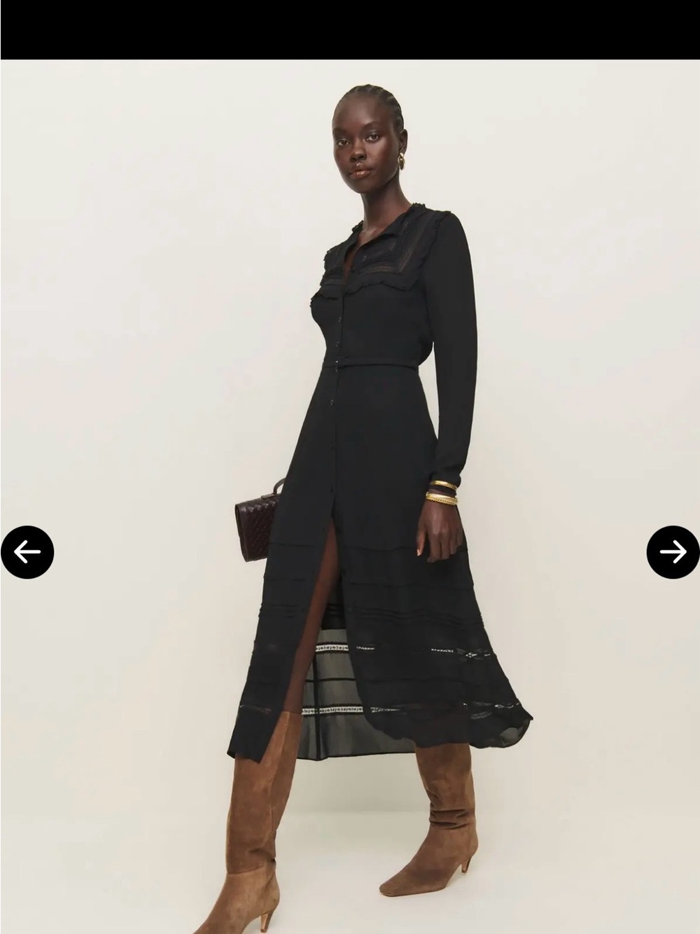 Reformation Black Button-Front Maxi Dress